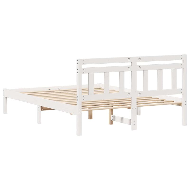 Casa si Gradina - Mobilier - Paturi si accesorii - Paturi - Cadru de pat cu headboard Alb 140 x 190 cm Lemn de brad - Infinity.ro