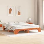 Casa si Gradina - Mobilier - Paturi si accesorii - Paturi - Cadru de pat maro cerat 200x200 cm din lemn masiv de pin - Infinity.ro