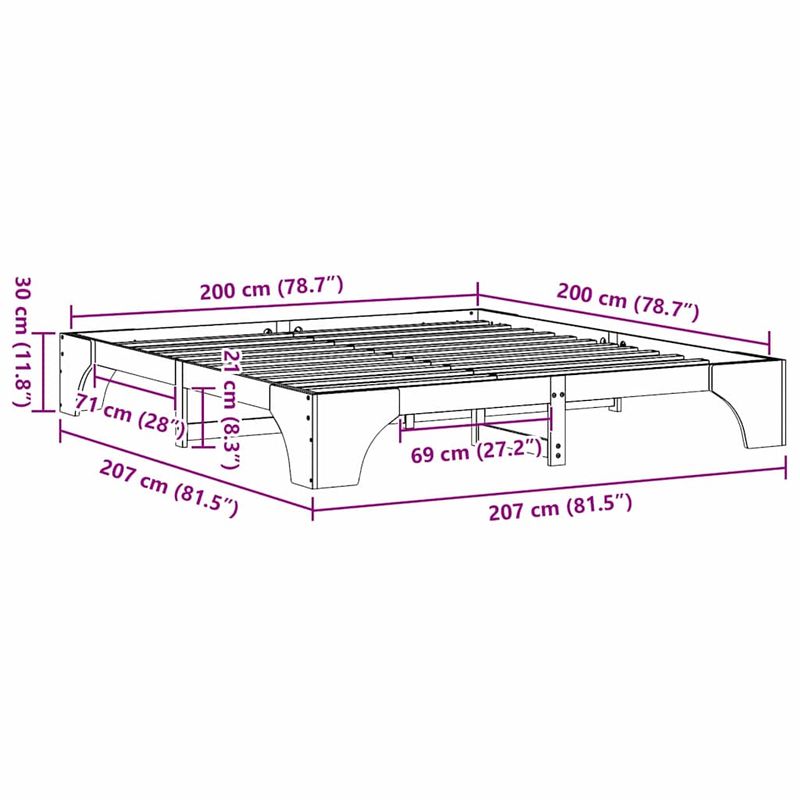 Casa si Gradina - Mobilier - Paturi si accesorii - Paturi - Cadru de pat maro cerat 200x200 cm din lemn masiv de pin - Infinity.ro