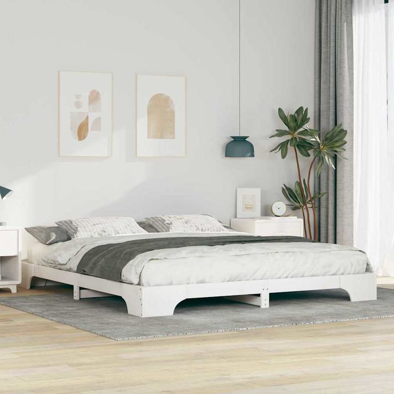 Casa si Gradina - Mobilier - Paturi si accesorii - Paturi - Cadru de pat de podea Alb 180 x 210 cm Lemn masiv de pin - Infinity.ro