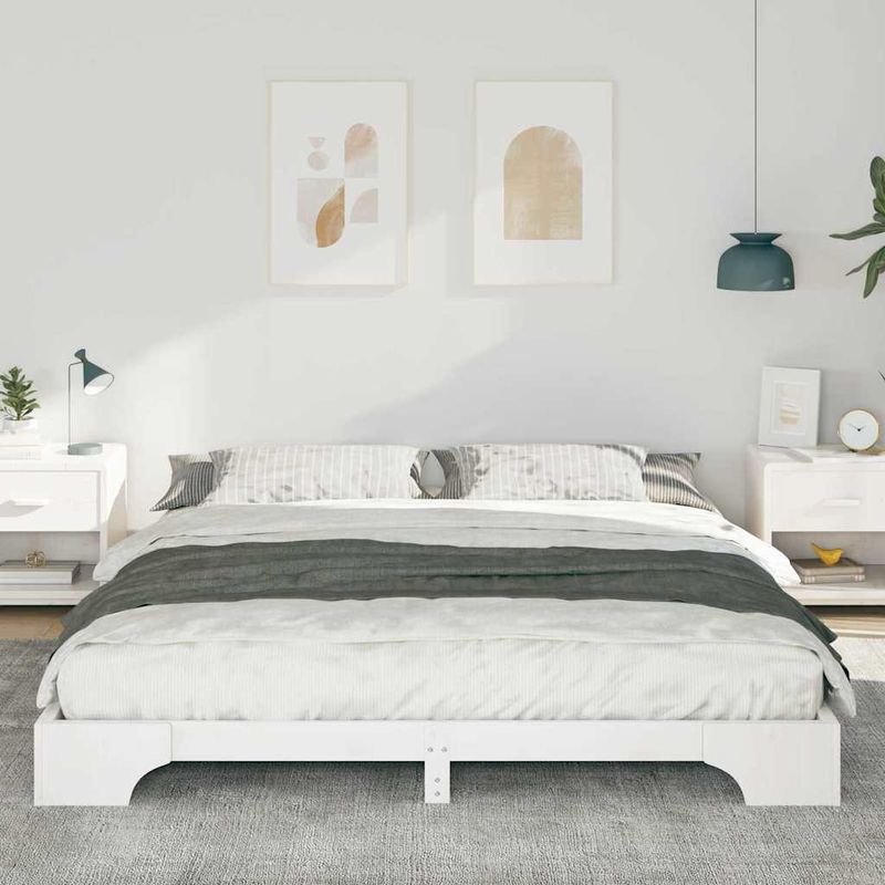Casa si Gradina - Mobilier - Paturi si accesorii - Paturi - Cadru de pat de podea Alb 180 x 210 cm Lemn masiv de pin - Infinity.ro