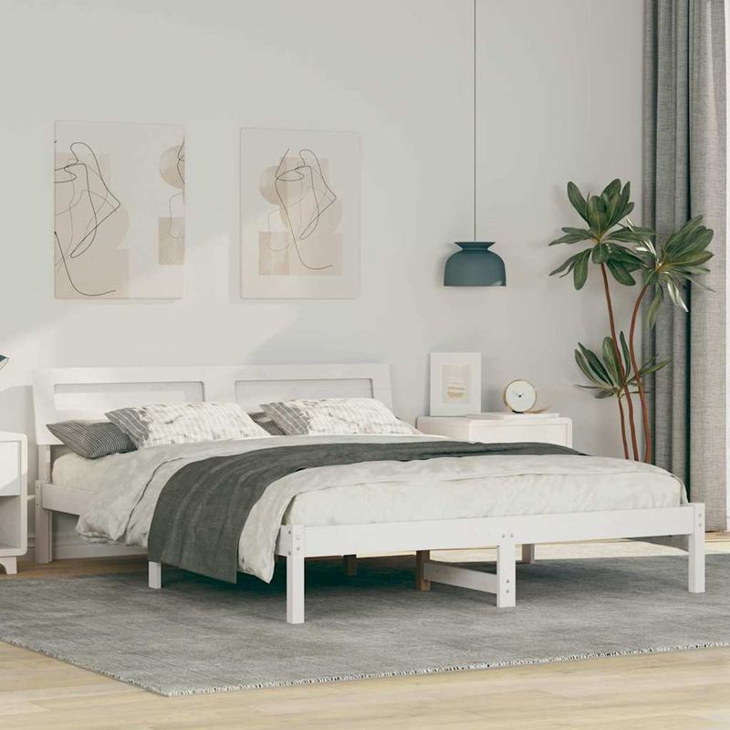 Casa si Gradina - Mobilier - Paturi si accesorii - Paturi - Cadru de pat Alb 150 x 200 cm Lemn de brad solid - Infinity.ro