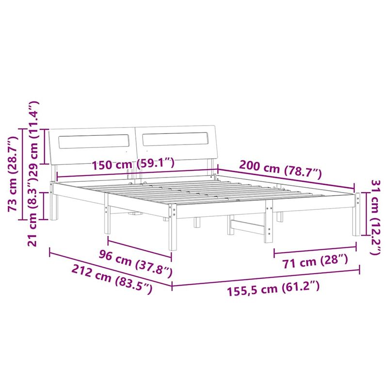 Casa si Gradina - Mobilier - Paturi si accesorii - Paturi - Cadru de pat Alb 150 x 200 cm Lemn de brad solid - Infinity.ro
