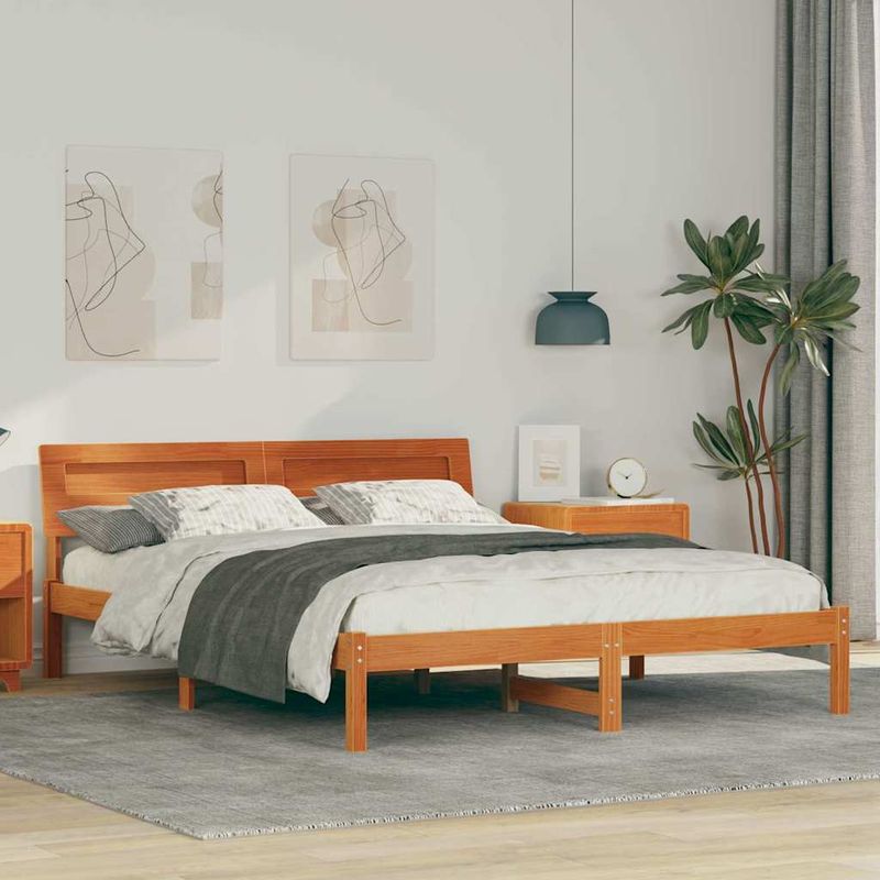 Casa si Gradina - Mobilier - Paturi si accesorii - Paturi - Cadru de pat Maro ceruit 150 x 200 cm Lemn de brad solid - Infinity.ro
