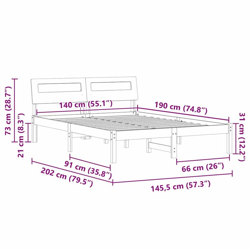 Casa si Gradina - Mobilier - Paturi si accesorii - Paturi - Cadru de pat Maro 140 x 190 cm Lemn de brad solid - Infinity.ro