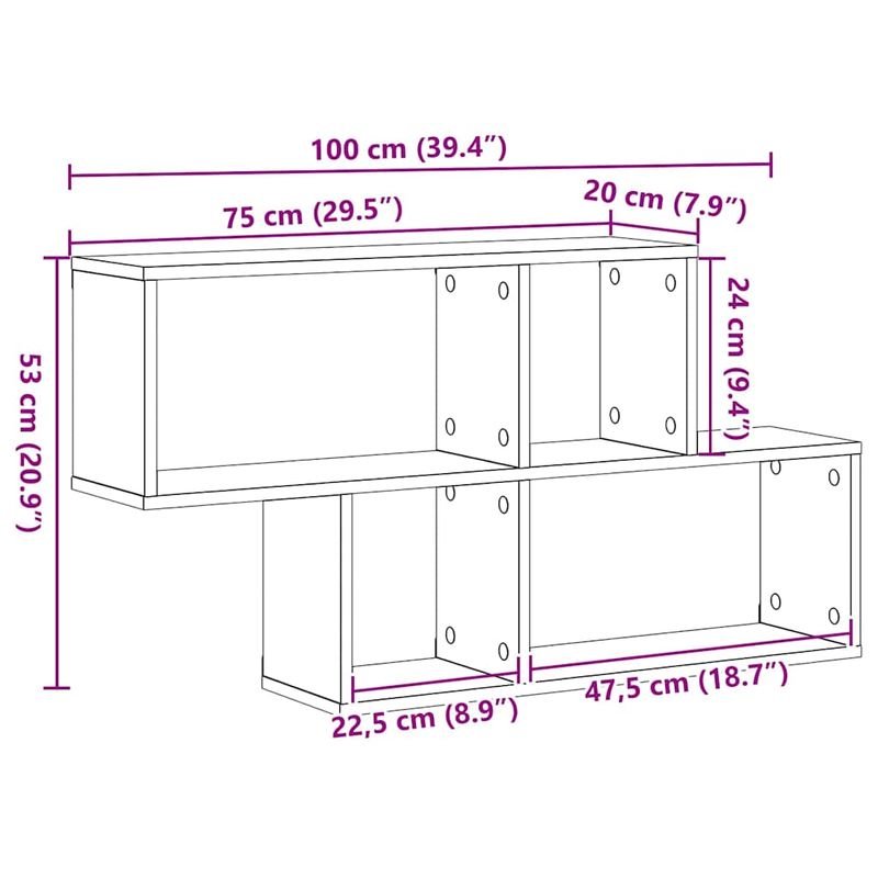 Casa si Gradina - Mobilier - Biblioteci si rafturi - Rafturi - Raft pe perete Stejar artizanal 100x20x53 cm Lemn recompus - Infinity.ro