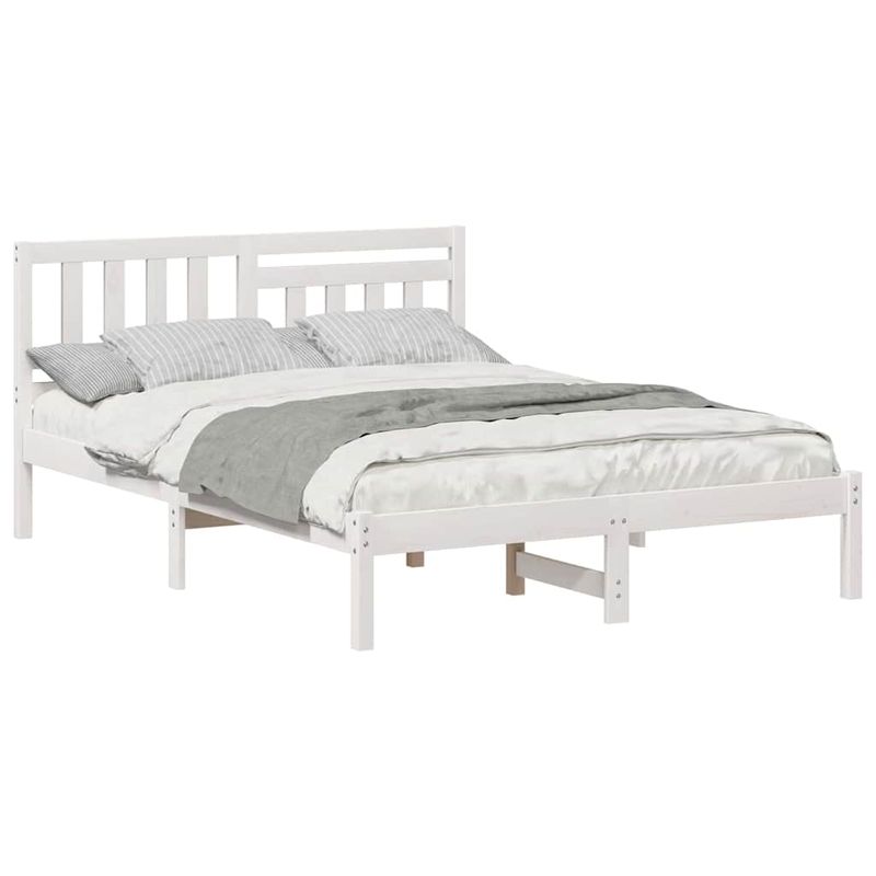 Casa si Gradina - Mobilier - Paturi si accesorii - Paturi - Cadru de pat cu headboard Alb 140 x 190 cm Lemn de brad solid - Infinity.ro