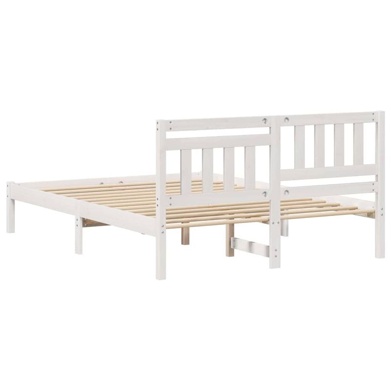 Casa si Gradina - Mobilier - Paturi si accesorii - Paturi - Cadru de pat cu headboard Alb 140 x 190 cm Lemn de brad solid - Infinity.ro