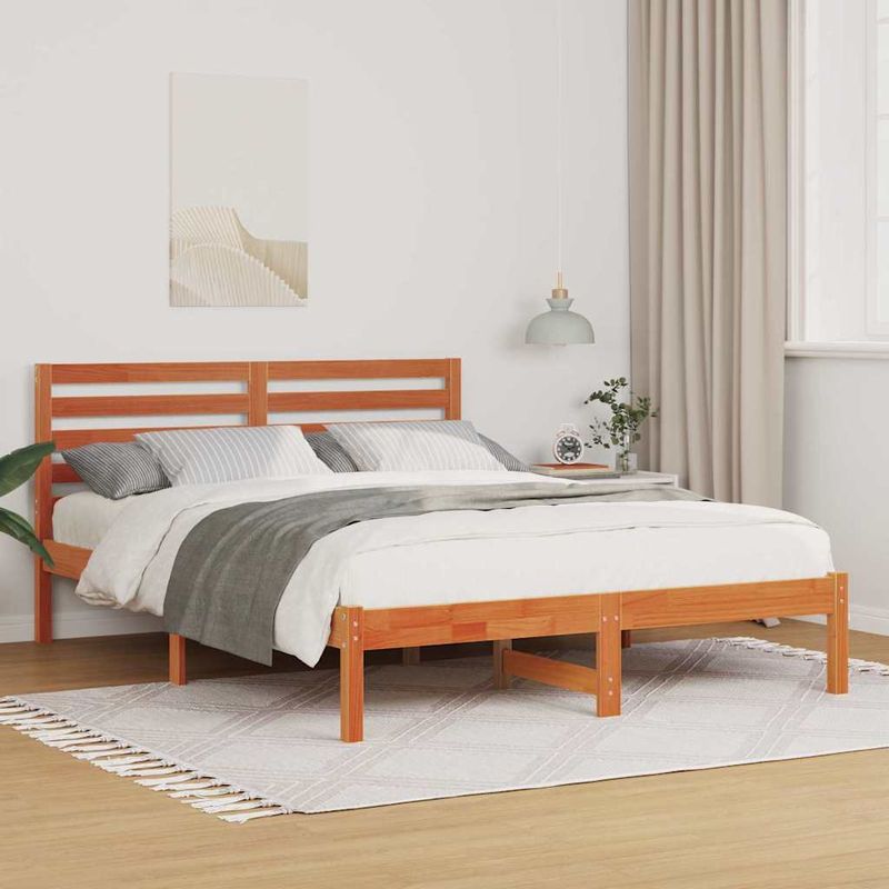 Casa si Gradina - Mobilier - Paturi si accesorii - Paturi - Cadru de pat Maro ceruit 140 x 190 cm Lemn de brad solid - Infinity.ro