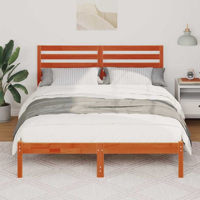 Casa si Gradina - Mobilier - Paturi si accesorii - Paturi - Cadru de pat Maro ceruit 140 x 190 cm Lemn de brad solid - Infinity.ro
