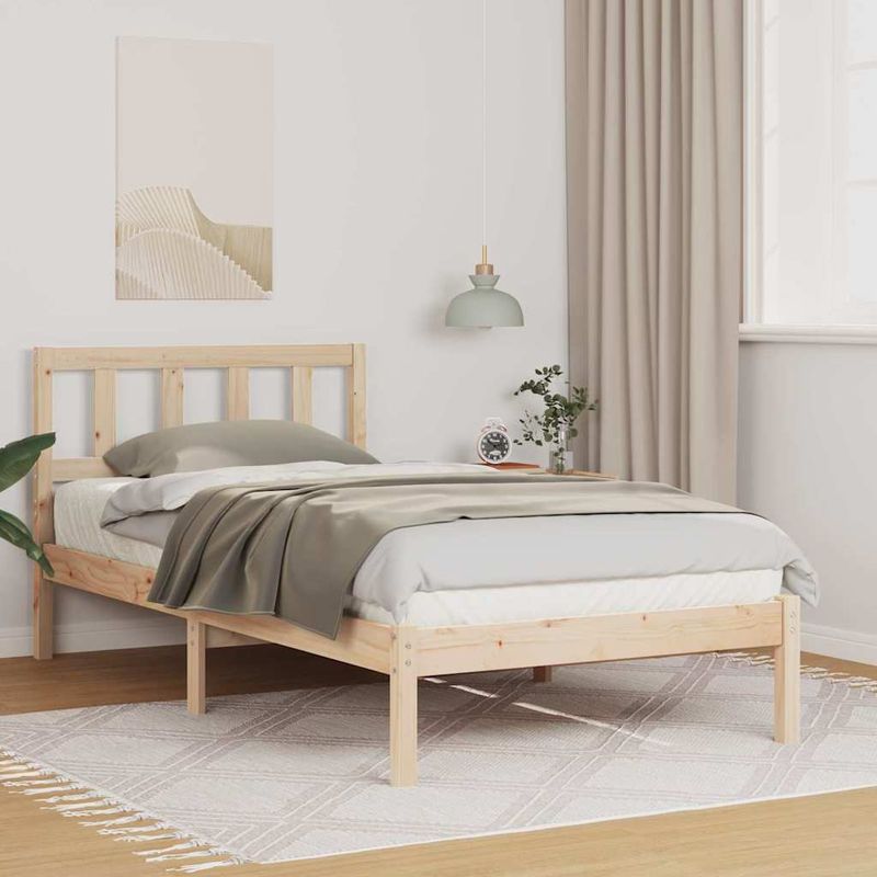 Casa si Gradina - Mobilier - Paturi si accesorii - Paturi - Cadru de pat cu headboard Maro 75 x 190 cm Lemn de brad solid - Infinity.ro