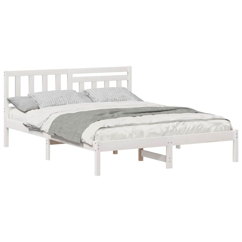 Casa si Gradina - Mobilier - Paturi si accesorii - Paturi - Cadru de pat cu headboard Alb 140 x 200 cm Lemn de brad solid - Infinity.ro