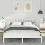 Casa si Gradina - Mobilier - Paturi si accesorii - Paturi - Cadru de pat cu headboard Alb 140 x 200 cm Lemn de brad solid - Infinity.ro
