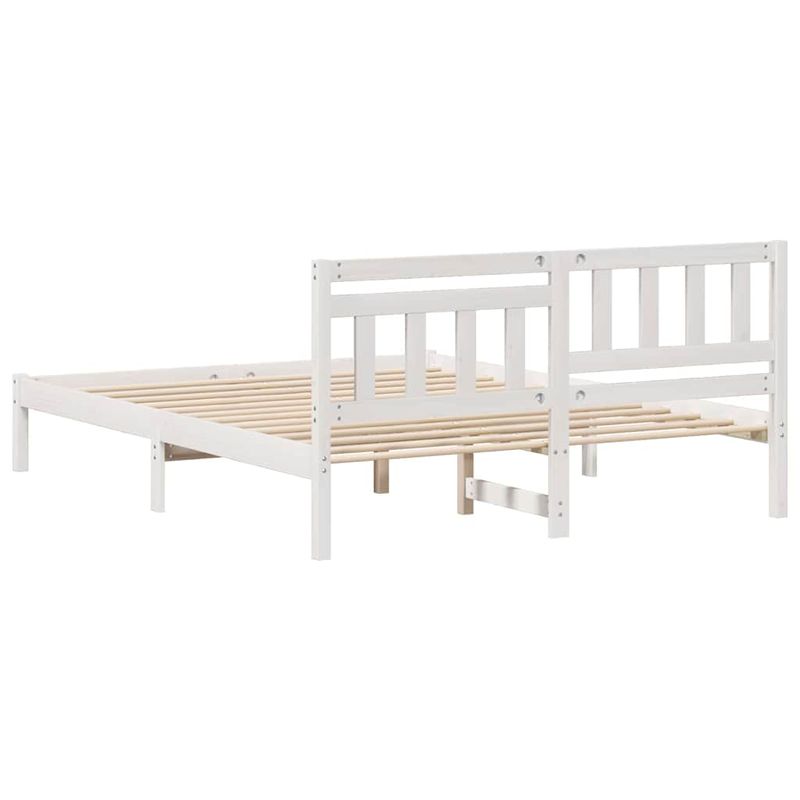Casa si Gradina - Mobilier - Paturi si accesorii - Paturi - Cadru de pat cu headboard Alb 140 x 200 cm Lemn de brad solid - Infinity.ro