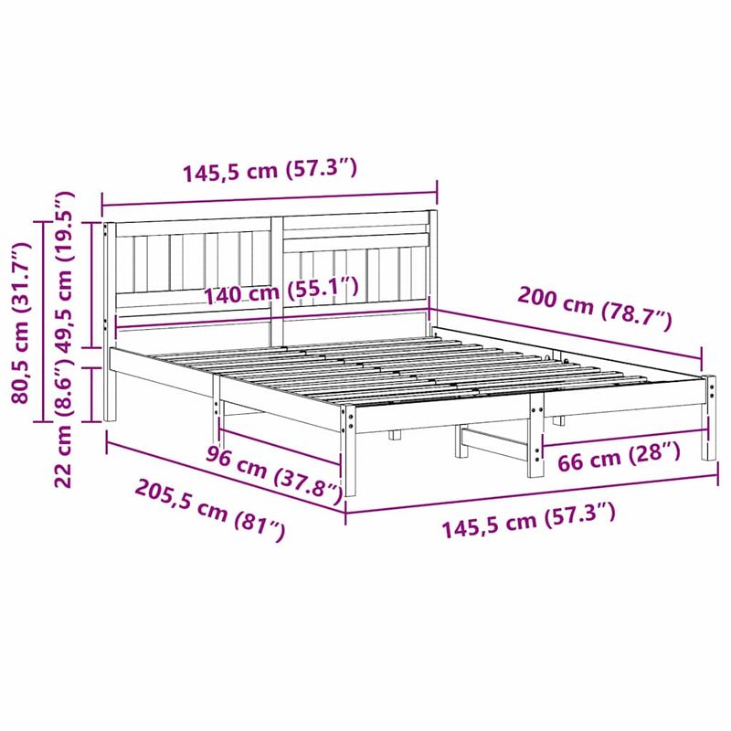 Casa si Gradina - Mobilier - Paturi si accesorii - Paturi - Cadru de pat cu headboard Alb 140 x 200 cm Lemn de brad solid - Infinity.ro