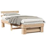 Casa si Gradina - Mobilier - Paturi si accesorii - Paturi - Cadru de pat cu headboard Maro 75 x 190 cm Lemn de brad solid - Infinity.ro