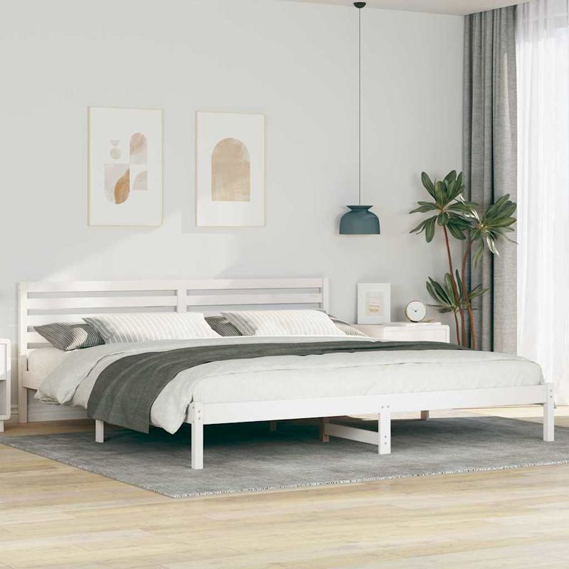 Casa si Gradina - Mobilier - Paturi si accesorii - Paturi - Cadru de pat cu headboard Alb 200 x 220 cm Lemn de brad solid - Infinity.ro
