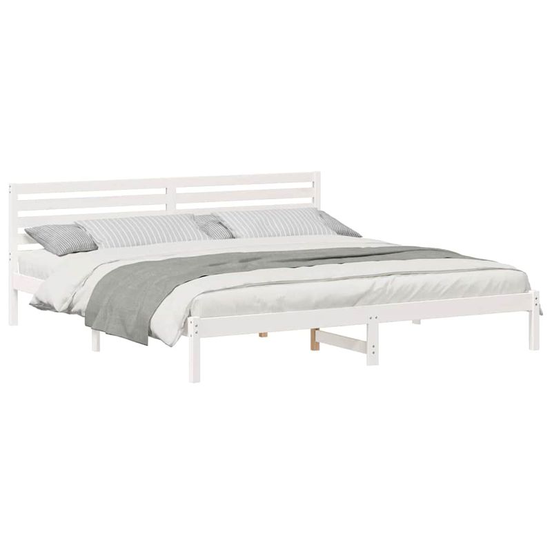 Casa si Gradina - Mobilier - Paturi si accesorii - Paturi - Cadru de pat cu headboard Alb 200 x 220 cm Lemn de brad solid - Infinity.ro