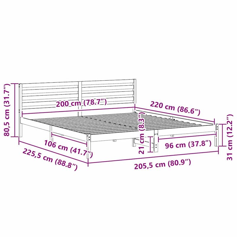 Casa si Gradina - Mobilier - Paturi si accesorii - Paturi - Cadru de pat cu headboard Alb 200 x 220 cm Lemn de brad solid - Infinity.ro