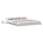 Casa si Gradina - Mobilier - Paturi si accesorii - Paturi - Cadru de Pat de Podea cu Mese de Noapte Alb 180x200cm Lemn Masiv - Infinity.ro