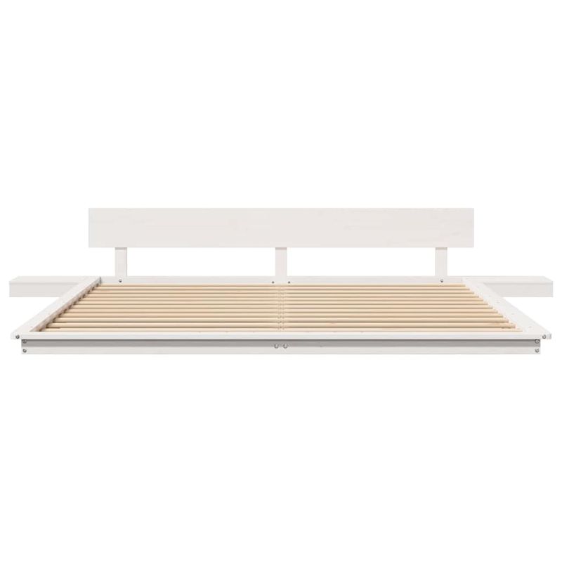 Casa si Gradina - Mobilier - Paturi si accesorii - Paturi - Cadru de Pat de Podea cu Mese de Noapte Alb 180x200cm Lemn Masiv - Infinity.ro