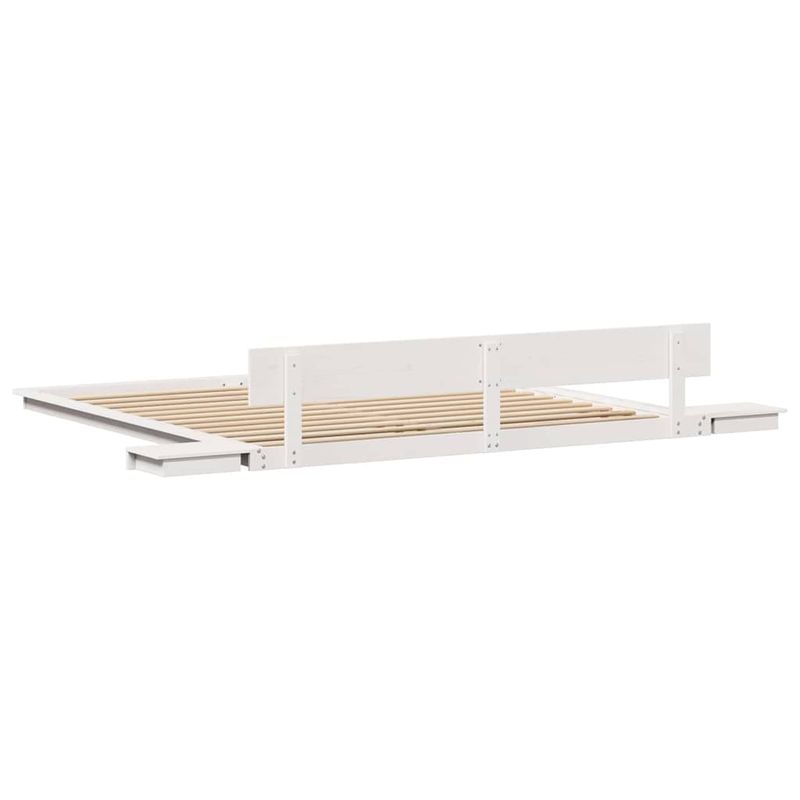 Casa si Gradina - Mobilier - Paturi si accesorii - Paturi - Cadru de Pat de Podea cu Mese de Noapte Alb 180x200cm Lemn Masiv - Infinity.ro