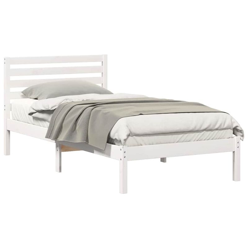 Casa si Gradina - Mobilier - Paturi si accesorii - Paturi - Cadru de pat cu headboard Alb 90 x 200 cm Lemn de brad solid - Infinity.ro