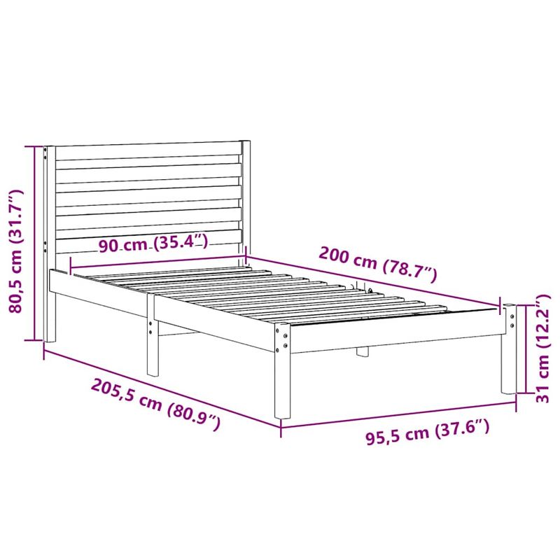 Casa si Gradina - Mobilier - Paturi si accesorii - Paturi - Cadru de pat cu headboard Alb 90 x 200 cm Lemn de brad solid - Infinity.ro