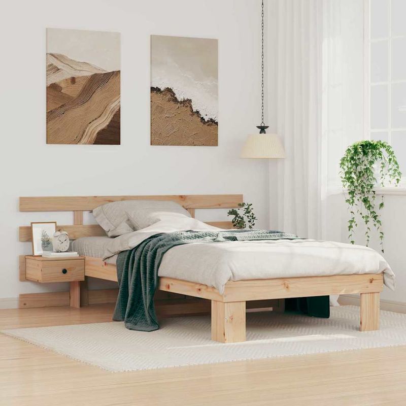 Casa si Gradina - Mobilier - Paturi si accesorii - Paturi - Cadru de pat cu sertar cu headboard Maro 80 x 200 cm Lemn de brad solid - Infinity.ro