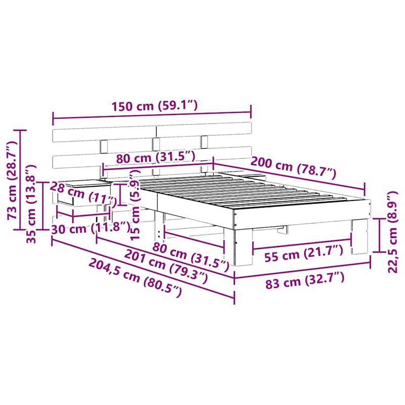 Casa si Gradina - Mobilier - Paturi si accesorii - Paturi - Cadru de pat cu sertar cu headboard Maro 80 x 200 cm Lemn de brad solid - Infinity.ro