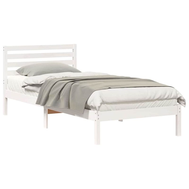 Casa si Gradina - Mobilier - Paturi si accesorii - Paturi - Cadru de pat cu headboard Alb 90 x 220 cm Lemn de brad solid - Infinity.ro