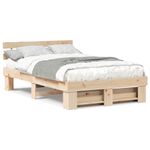 Casa si Gradina - Mobilier - Paturi si accesorii - Paturi - Cadru de pat cu headboard Maro 120 x 190 cm Lemn de brad solid - Infinity.ro