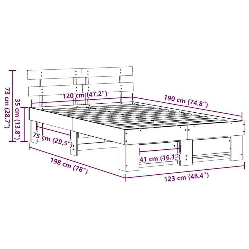 Casa si Gradina - Mobilier - Paturi si accesorii - Paturi - Cadru de pat cu headboard Maro 120 x 190 cm Lemn de brad solid - Infinity.ro