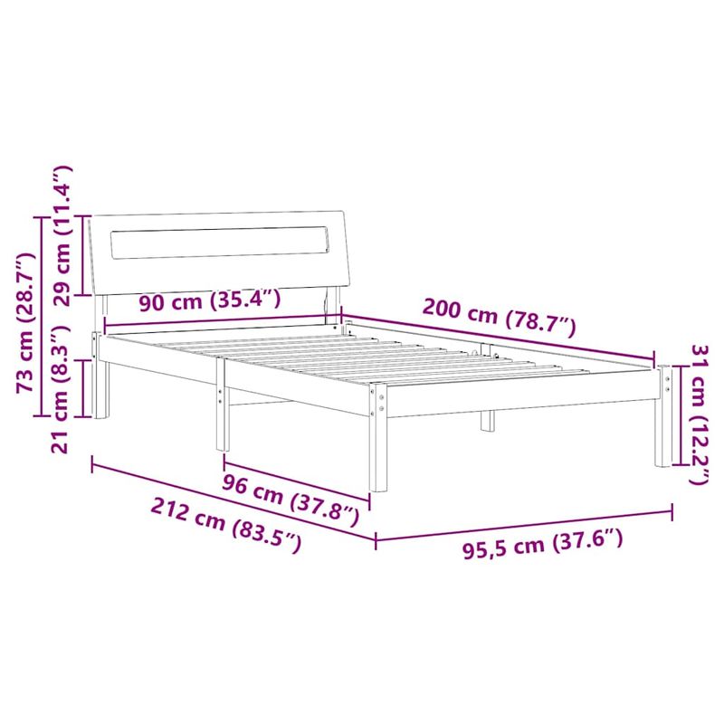 Casa si Gradina - Mobilier - Paturi si accesorii - Paturi - Cadru de pat Maro 90 x 200 cm Lemn de brad solid - Infinity.ro