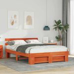 Casa si Gradina - Mobilier - Paturi si accesorii - Paturi - Cadru de pat cu headboard Maro ceruit 160 x 200 cm Lemn de brad - Infinity.ro