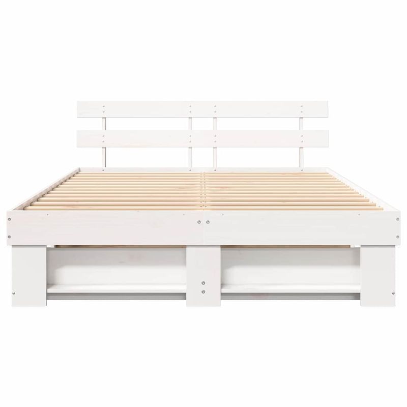 Casa si Gradina - Mobilier - Paturi si accesorii - Paturi - Cadru de pat cu headboard Alb 150 x 200 cm Lemn de brad solid - Infinity.ro