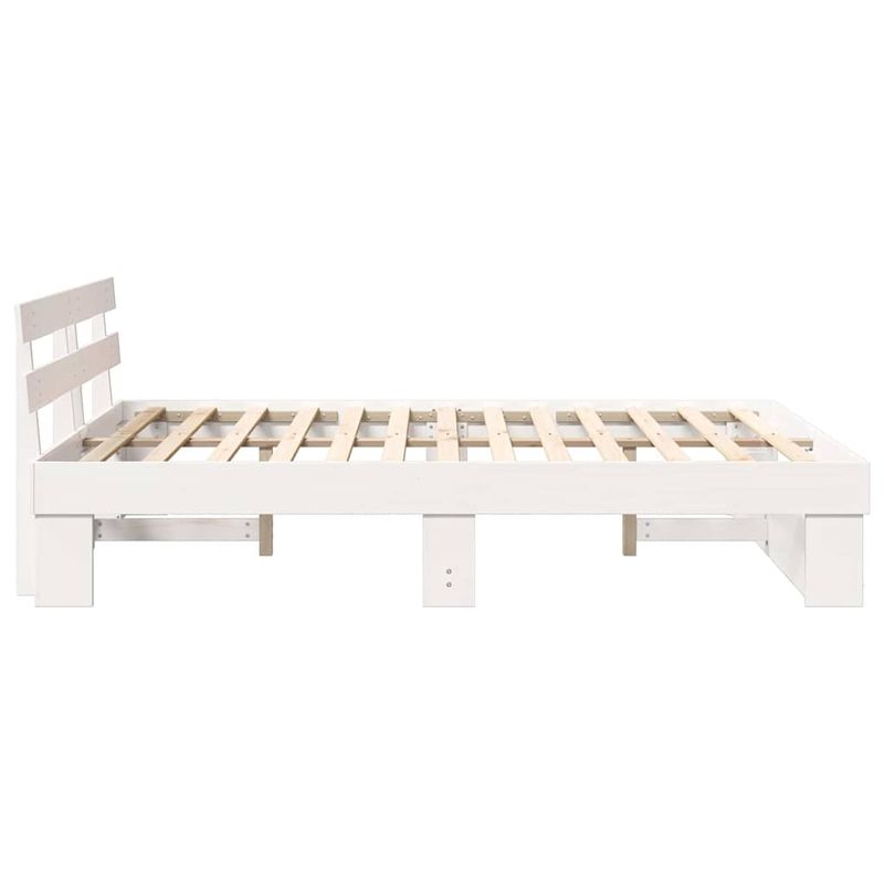 Casa si Gradina - Mobilier - Paturi si accesorii - Paturi - Cadru de pat cu headboard Alb 150 x 200 cm Lemn de brad solid - Infinity.ro