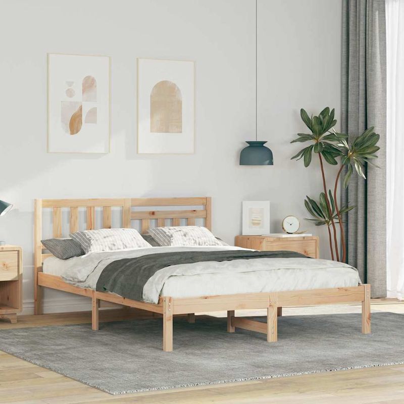 Casa si Gradina - Mobilier - Paturi si accesorii - Paturi - Cadru de pat cu headboard Maro 120 x 200 cm Lemn de brad solid - Infinity.ro