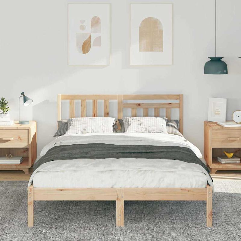 Casa si Gradina - Mobilier - Paturi si accesorii - Paturi - Cadru de pat cu headboard Maro 120 x 200 cm Lemn de brad solid - Infinity.ro