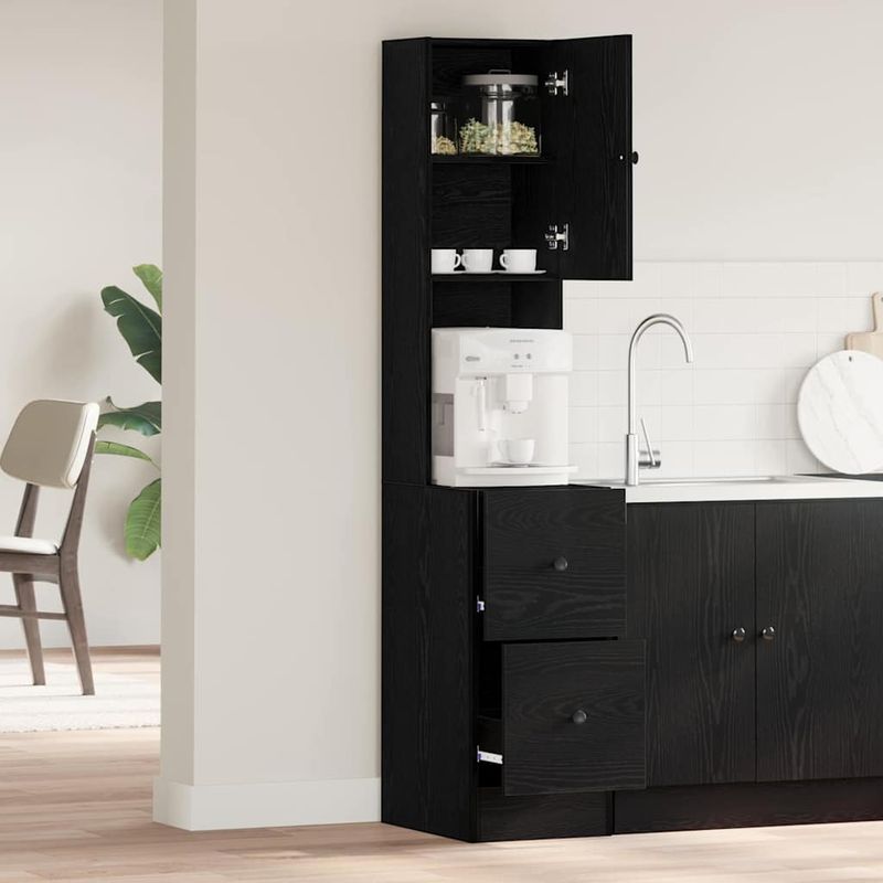 Casa si Gradina - Mobilier - Comode si corpuri - Corpuri bucatarie - Dulap de bucatarie cu sertar cu raft cu depozitare cu usa Stejar negru Lemn compozit - Infinity.ro