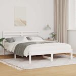 Casa si Gradina - Mobilier - Paturi si accesorii - Paturi - Cadru de pat cu headboard Alb 120 x 200 cm Lemn de brad solid - Infinity.ro