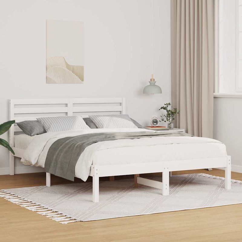 Casa si Gradina - Mobilier - Paturi si accesorii - Paturi - Cadru de pat cu headboard Alb 120 x 200 cm Lemn de brad solid - Infinity.ro