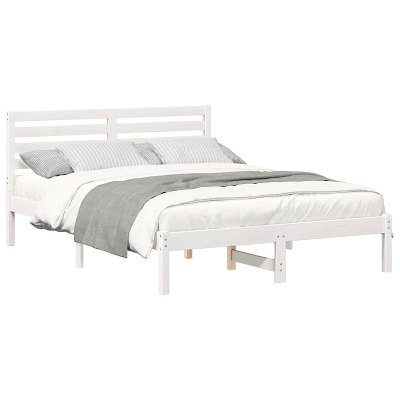 Casa si Gradina - Mobilier - Paturi si accesorii - Paturi - Cadru de pat cu headboard Alb 120 x 200 cm Lemn de brad solid - Infinity.ro