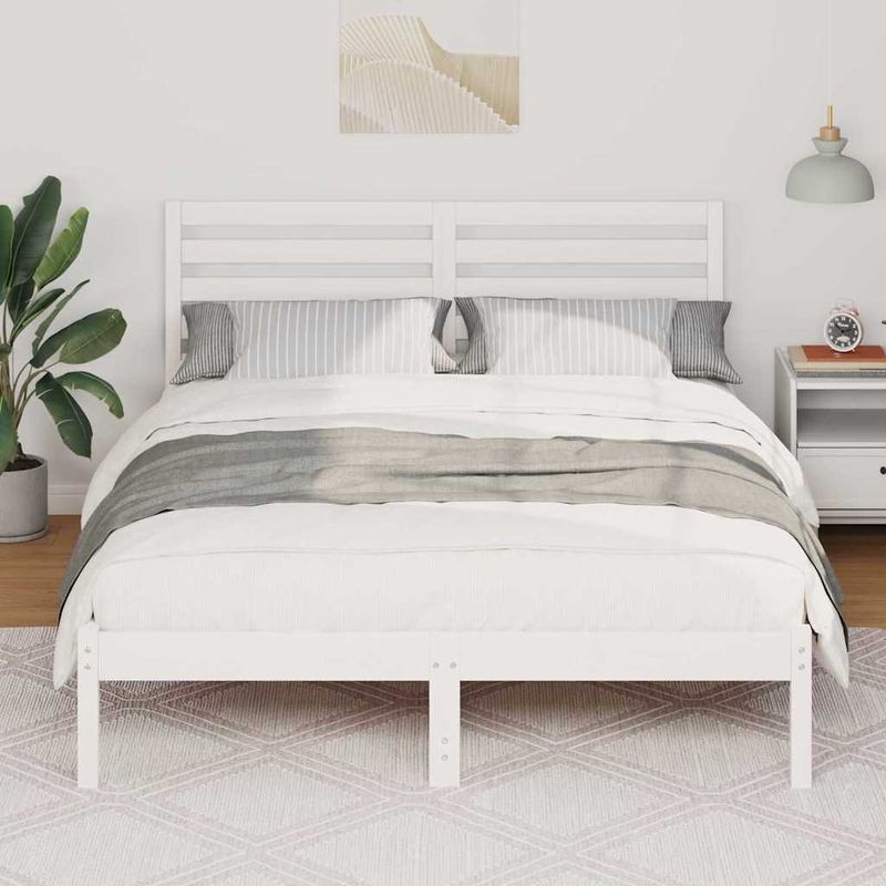 Casa si Gradina - Mobilier - Paturi si accesorii - Paturi - Cadru de pat cu headboard Alb 120 x 200 cm Lemn de brad solid - Infinity.ro