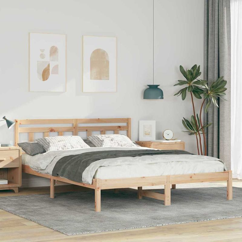 Casa si Gradina - Mobilier - Paturi si accesorii - Paturi - Cadru de pat cu headboard Maro 150 x 200 cm Lemn masiv de pin - Infinity.ro