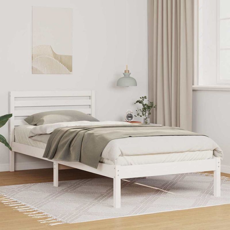 Casa si Gradina - Mobilier - Paturi si accesorii - Paturi - Cadru de pat cu headboard Alb 80 x 210 cm Lemn de brad solid - Infinity.ro