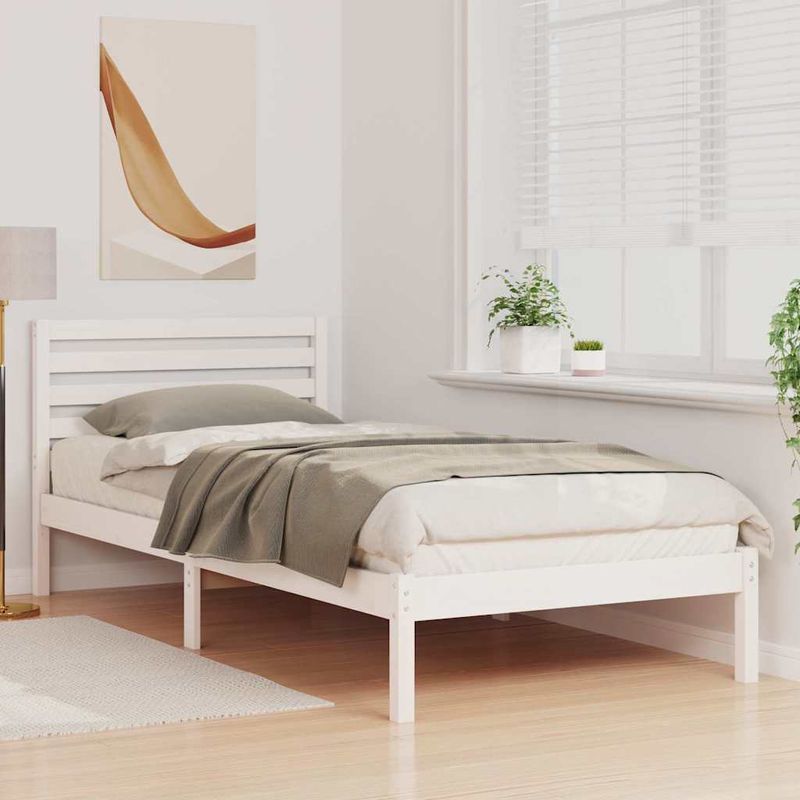 Casa si Gradina - Mobilier - Paturi si accesorii - Paturi - Cadru de pat cu headboard Alb 80 x 210 cm Lemn de brad solid - Infinity.ro