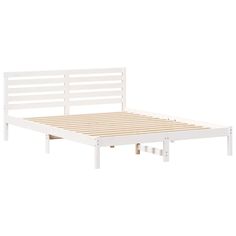 Casa si Gradina - Mobilier - Paturi si accesorii - Paturi - Cadru de pat cu headboard Alb 160 x 210 cm Lemn de brad solid - Infinity.ro