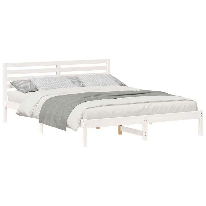 Casa si Gradina - Mobilier - Paturi si accesorii - Paturi - Cadru de pat cu headboard Alb 160 x 210 cm Lemn de brad solid - Infinity.ro