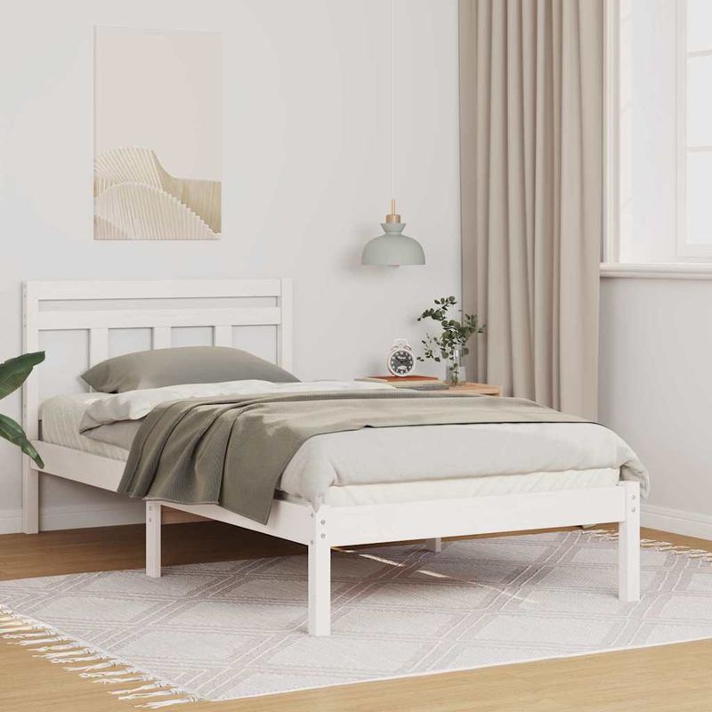 Casa si Gradina - Mobilier - Paturi si accesorii - Paturi - Cadru de pat Alb 100 x 200 cm Lemn masiv de pin - Infinity.ro
